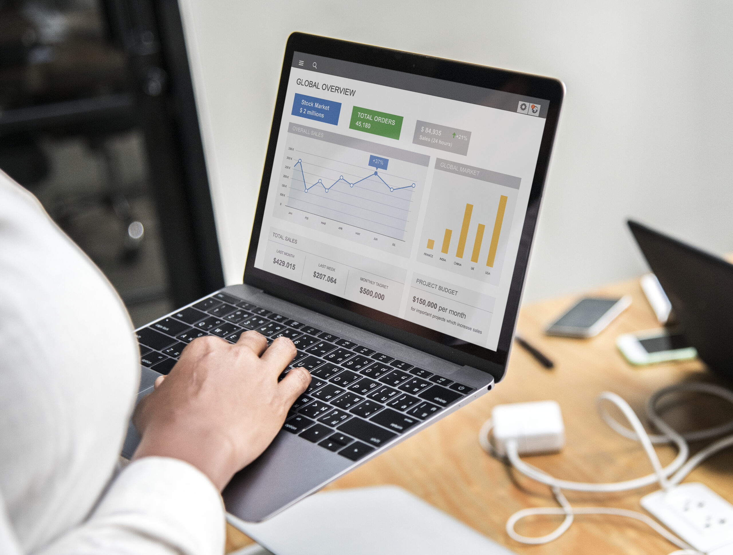 Mujer trabajando con un ordenador portátil, representando la optimización de conversiones y el crecimiento de un negocio online