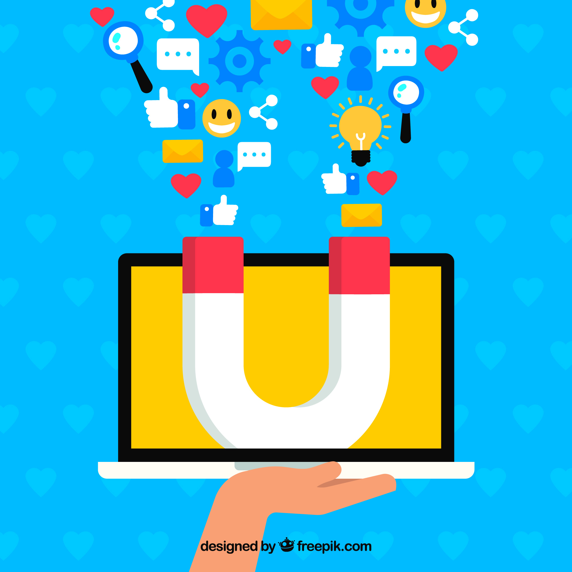 Imán atrayendo clientes hacia una pantalla de ordenador, representando la captación de leads en marketing digital.