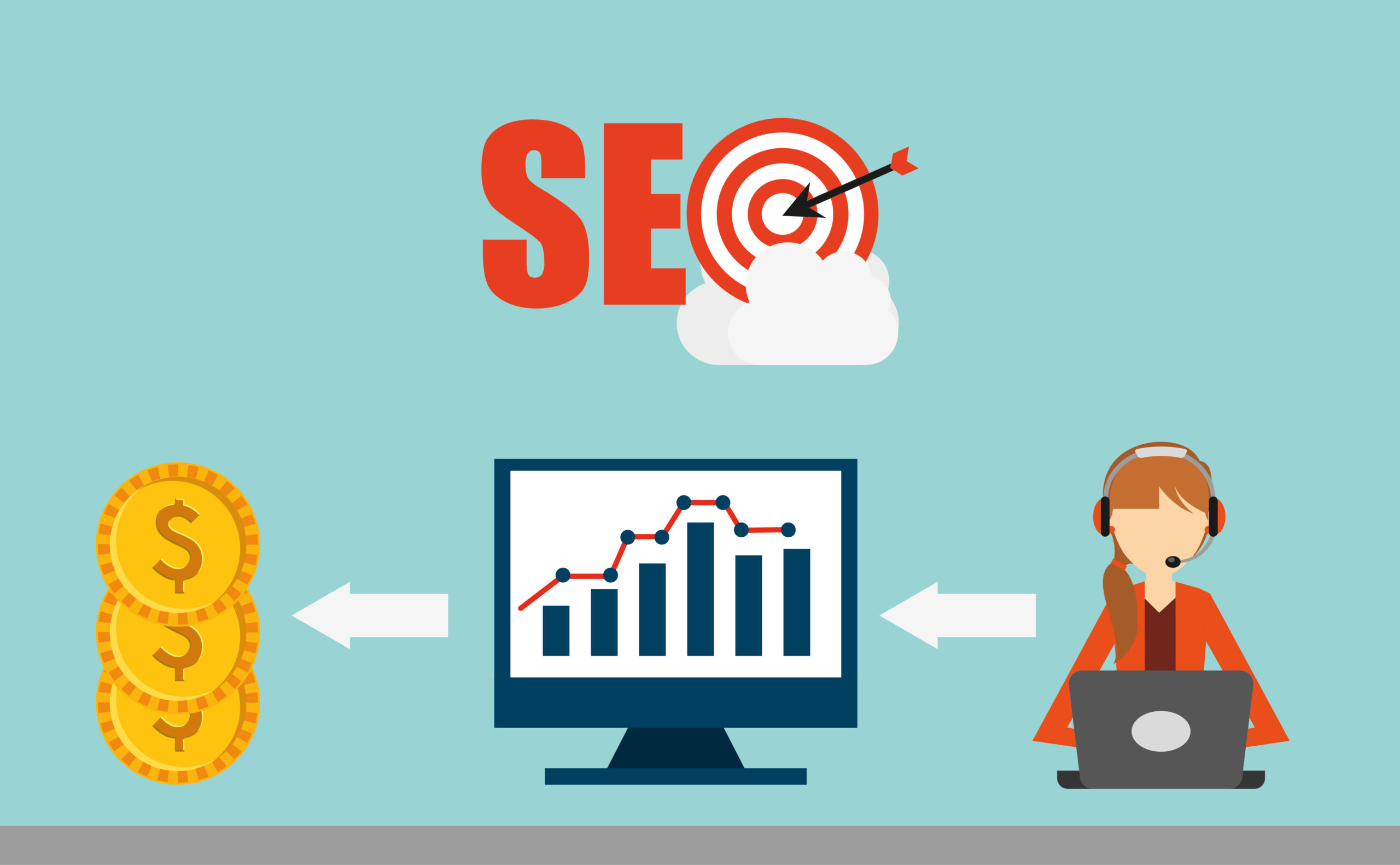 Concepto SEO que representa la relación entre la velocidad de una página web, el posicionamiento en buscadores y el aumento de las ventas.