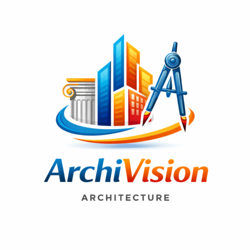Logo ArchiVision Architecture con diseño profesional de identidad visual para estudio de arquitectura moderno y minimalista.
