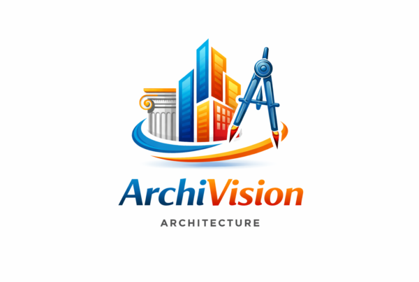 Logo ArchiVision Architecture con diseño profesional de identidad visual para estudio de arquitectura moderno y minimalista.