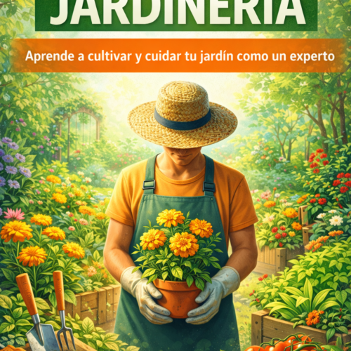 Portada de ebook de jardinería manual práctico para aprender a cultivar plantas desde cero diseño educativo profesional