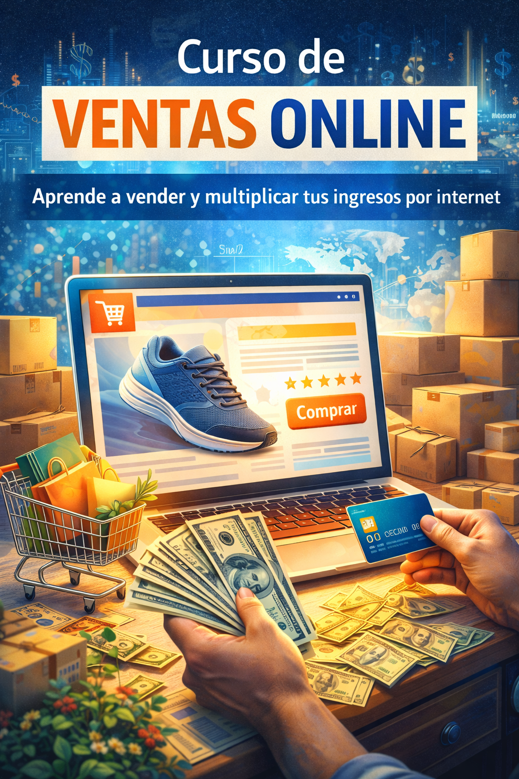 Portada de ebook con diseño profesional enfocado en negocios digitales, marketing, emprendimiento y crecimiento de ingresos online.