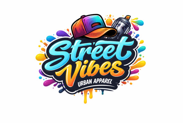 Logo Street Vibes de ropa urbana con diseño moderno de streetwear para marca de moda urbana y estilo callejero.