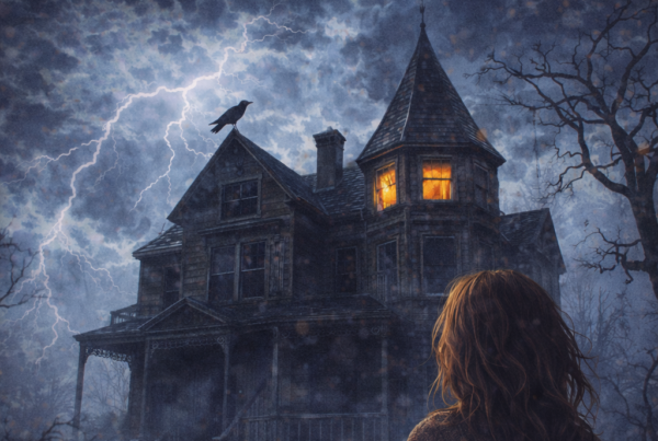 Portada de ebook de terror “La Casa de las Pesadillas” con diseño oscuro de casa embrujada y atmósfera paranormal de suspense y miedo.