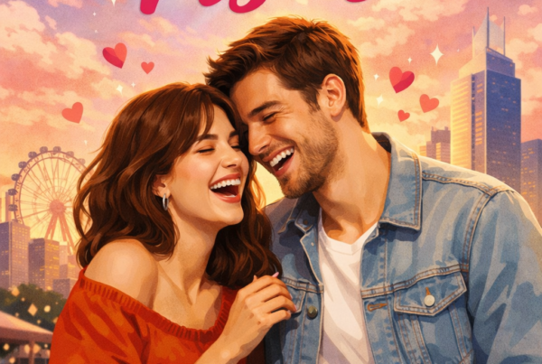 Portada de ebook Amor entre risas con diseño profesional de comedia romántica, colores cálidos y estilo alegre y divertido.
