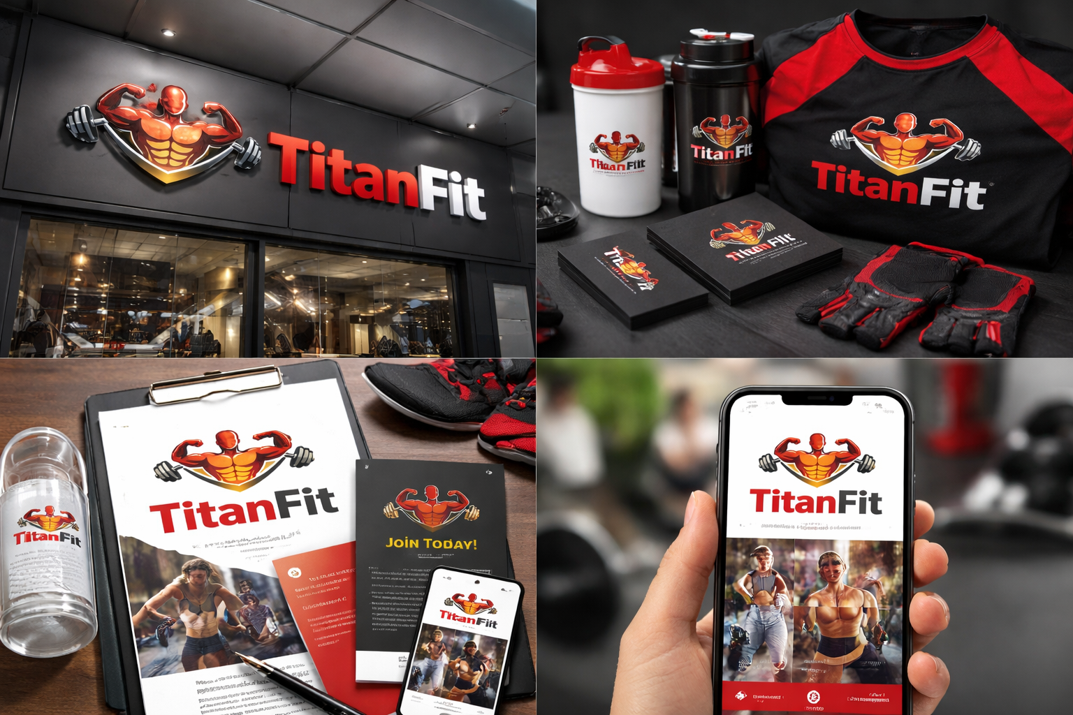 Logo TitanFit con diseño moderno y potente para gimnasio y fitness enfocado en fuerza, energía y entrenamiento deportivo.