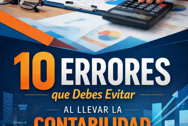 Portada de ebook 10 errores que debes evitar al llevar la contabilidad de tu pyme con diseño profesional de finanzas y gestión empresarial.