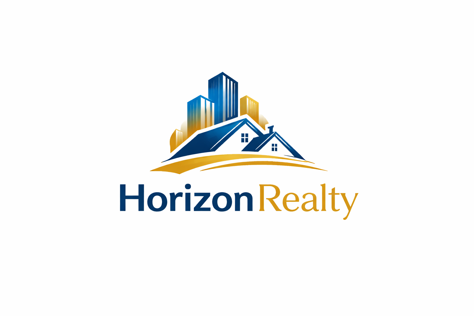 Logo Horizon Realty con diseño moderno y elegante para empresa inmobiliaria enfocado en confianza, arquitectura y bienes raíces.