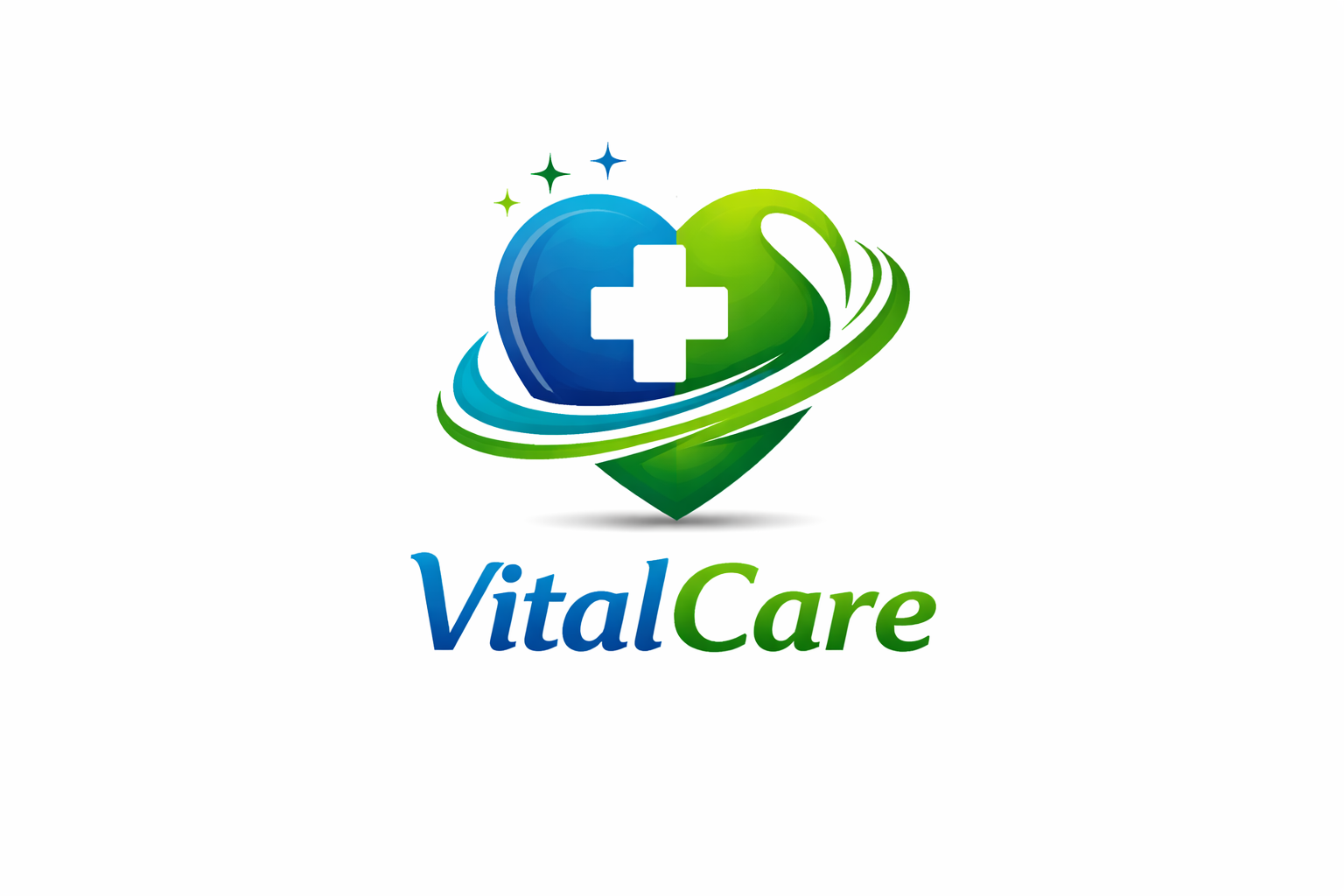 Logo VitalCare con diseño moderno y profesional para hospital y centro de salud enfocado en confianza, medicina y bienestar.