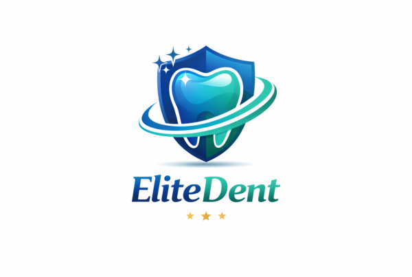 Logo EliteDent con diseño moderno y profesional para clínica dental enfocado en confianza, higiene y salud bucal.