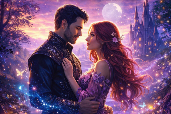 Portada de ebook Destino Encantado con diseño de fantasía romántica, atmósfera mágica y estilo profesional para publicación digital.