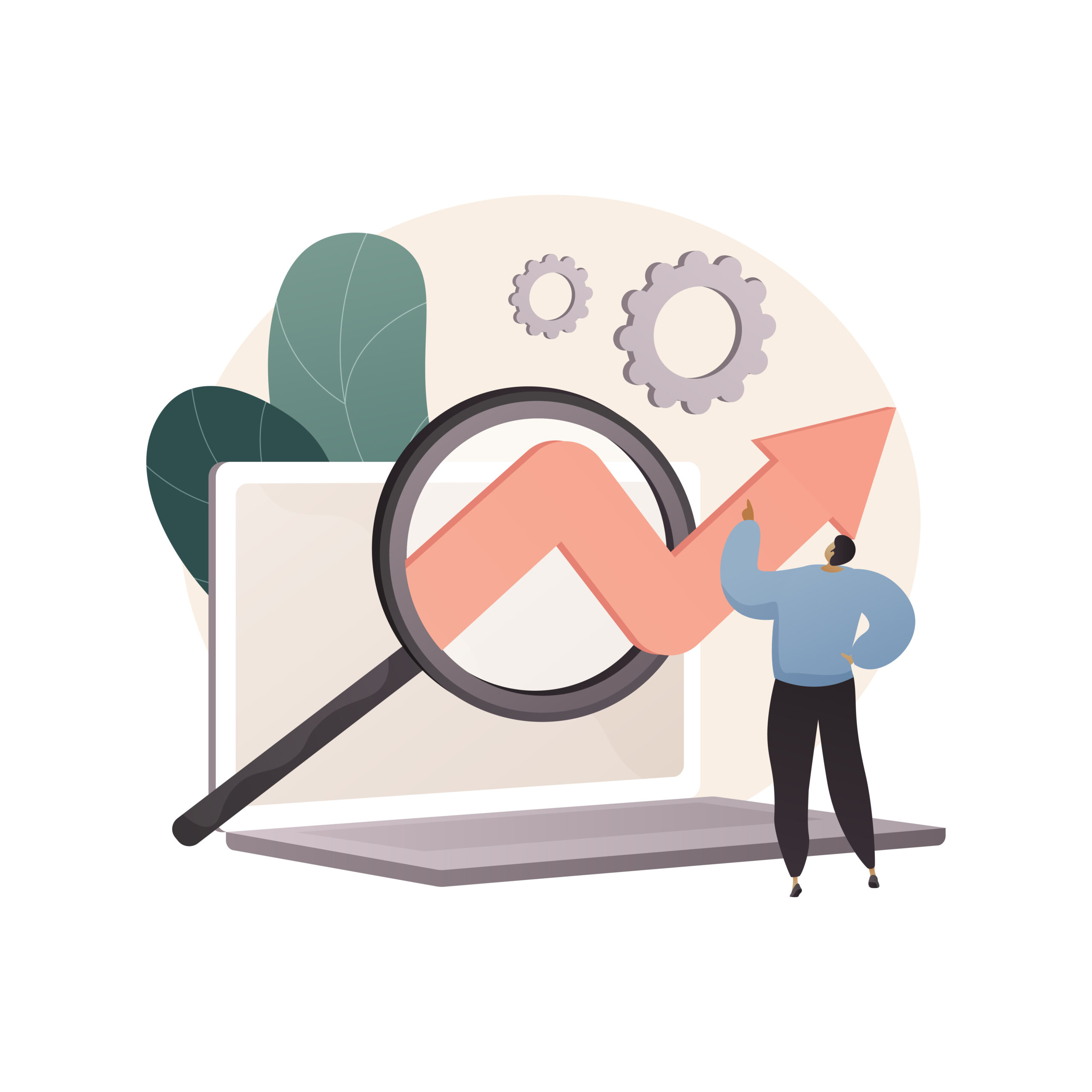Ilustración de análisis de marketing digital y estudio de mercado para entender al público objetivo.