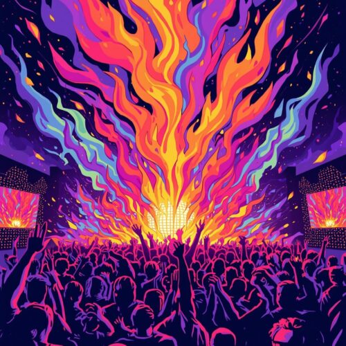 Portada de ebook de música electrónica y hip hop estilo Burn Down diseño moderno para lanzamiento digital y plataformas de streaming