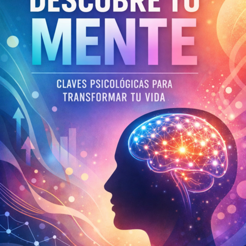 Portada de ebook “Descubre tu mente” con diseño de psicología y desarrollo personal, enfocada en el crecimiento emocional y la comprensión de la mente.al y mental