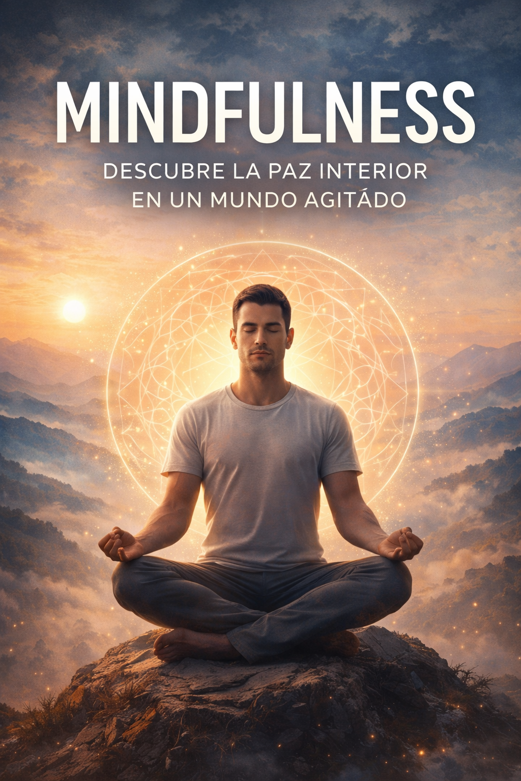portada ebook mindfulness, desarrollo personal y bienestar diseño minimalista con tonos suaves y estilo relajante