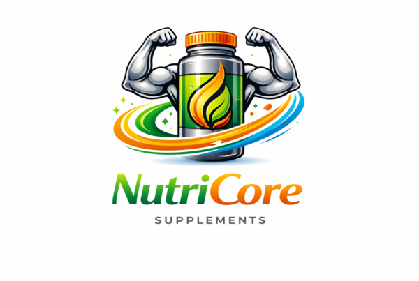Logo Nutricore de suplementos deportivos y nutrición fitness diseño moderno profesional salud y rendimiento