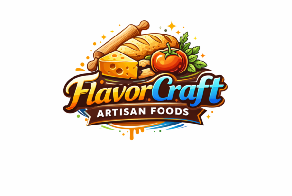 Logo Flavorcraft diseño de marca de comida artesanal y gastronomía con estilo moderno y tipografía profesional