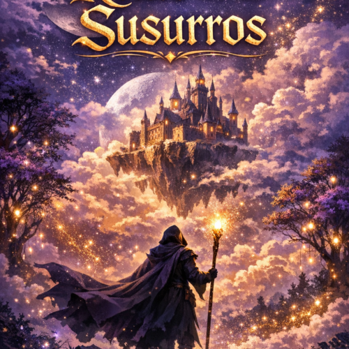Portada ebook El Reino de los Susurros fantasía oscura con castillo mágico niebla y ambiente misterioso