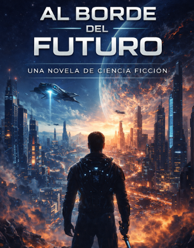 portada de ebook de ciencia ficción Al Borde del Futuro novela futurista y tecnológica