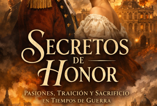 Portada de ebook Secretos de Honor thriller histórico y misterio diseño profesional con estilo oscuro y elegante
