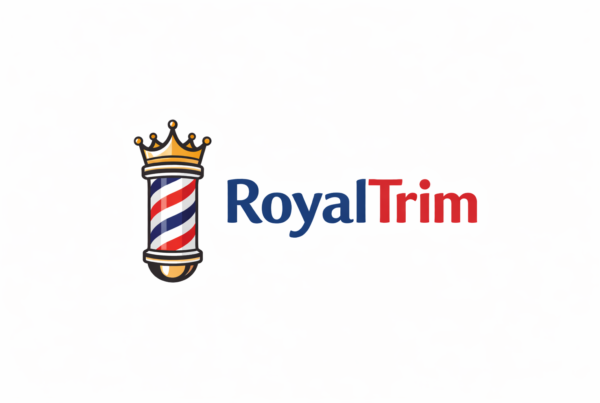 Diseño de branding para barbería RoyalTrim con estilo premium masculino aplicado en identidad visual profesional