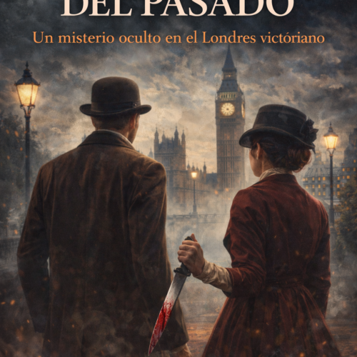 Diseño de portada de ebook de misterio victoriano con estética moderna para thriller histórico ambientado en Londres