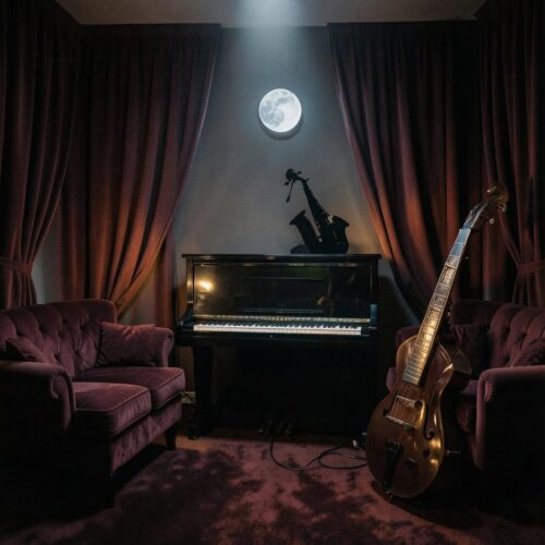 R&B beat “Velvet After Midnight” cover artwork sensual y atmosférico para artistas