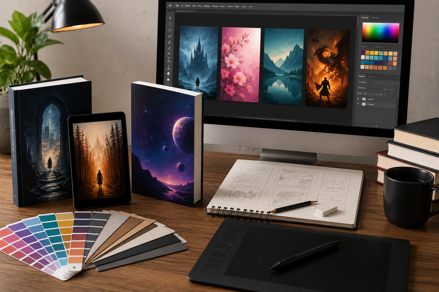 Diseño de portada para libro y eBook con herramientas de diseño gráfico y maquetas profesionales
