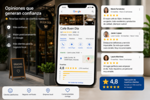 Negocio local con reseñas positivas y valoración destacada en Google que genera confianza entre los clientes.