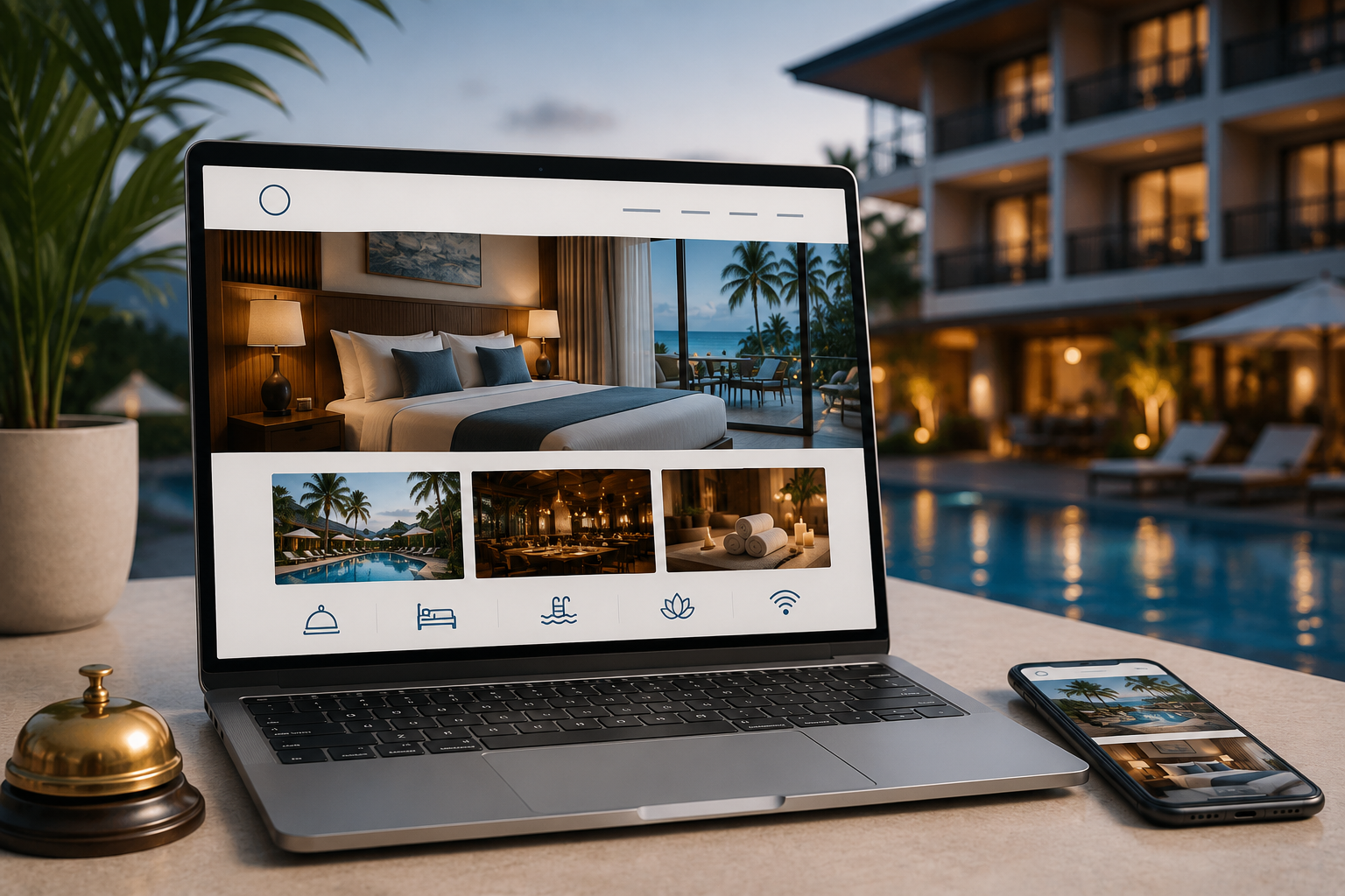Diseño web profesional para hotel con sistema de reservas online y diseño responsive